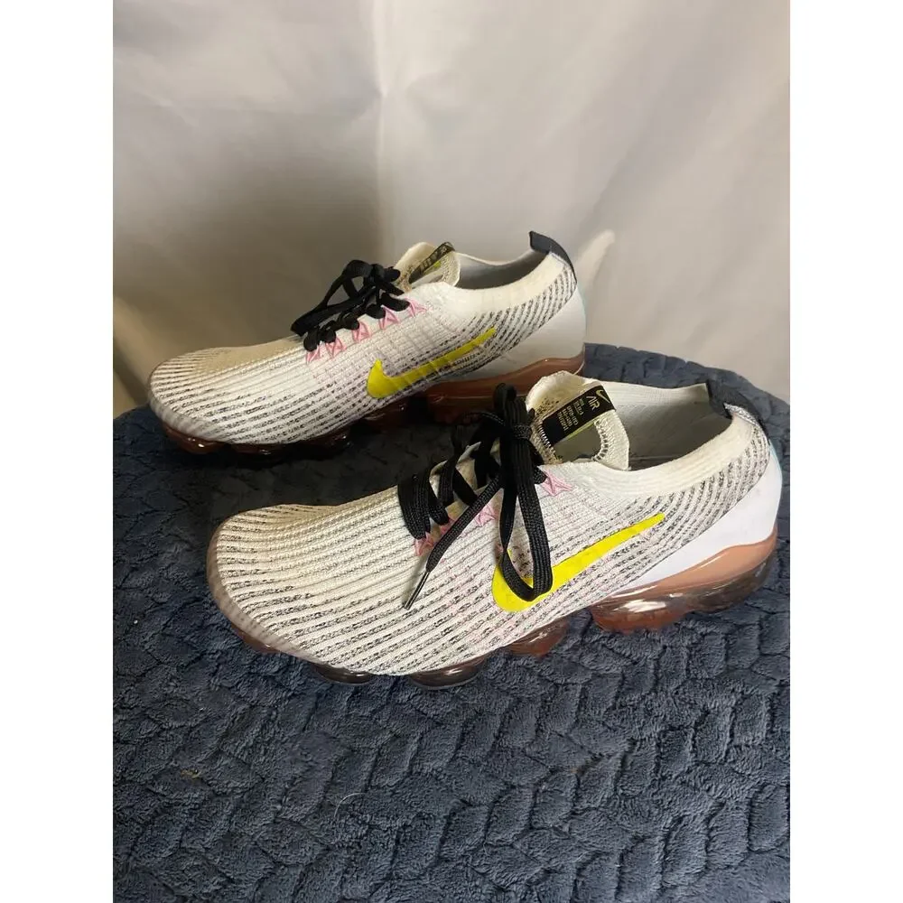 Nike Air VaporMax Flyknit 3 White Yellow Pink Black Men’s Size 11 AJ6900 103